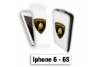 Etui cuir à rabat vertical Iphone 6 6S logo Lamborghini Gallardo