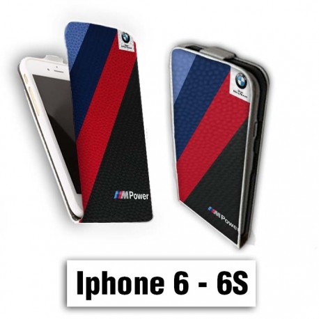 Etui cuir à rabat vertical Iphone 6 6S BMW M Power Rouge